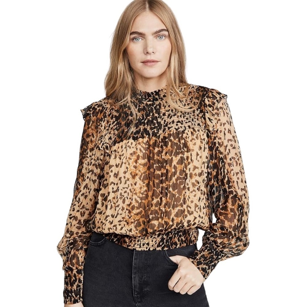 Free People “Roma” Animal Print Blouse
